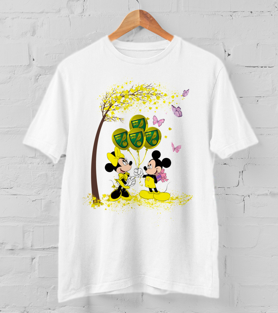 DH 29 Premier League Norwich City Mickey Minnie Balloons T-Shirt