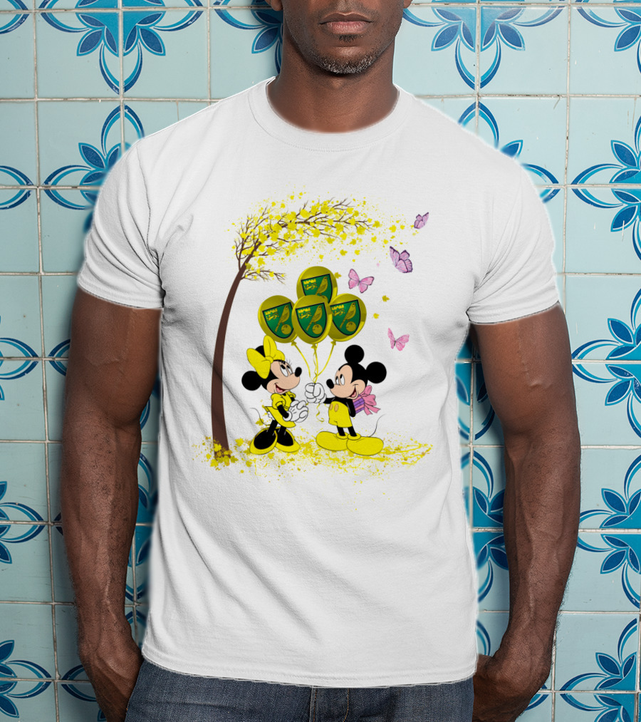 DH 29 Premier League Norwich City Mickey Minnie Balloons T-Shirt