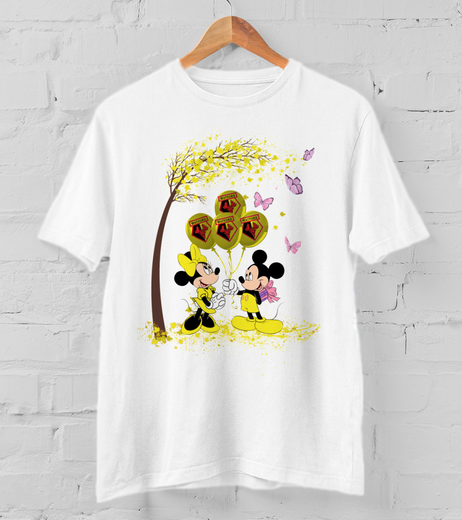 DH 29 Premier League Watford Mickey And Minnie With Watford Balloons T-Shirt