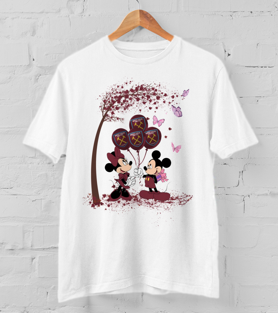 DH 29 Premier League West Ham United Balloons Minnie Mouse Mickey Mouse T-Shirt