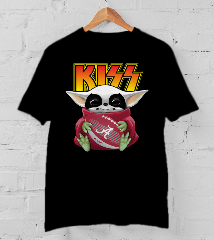 KISS Baby Yoda Alabama Crimson Tide Football T-Shirt