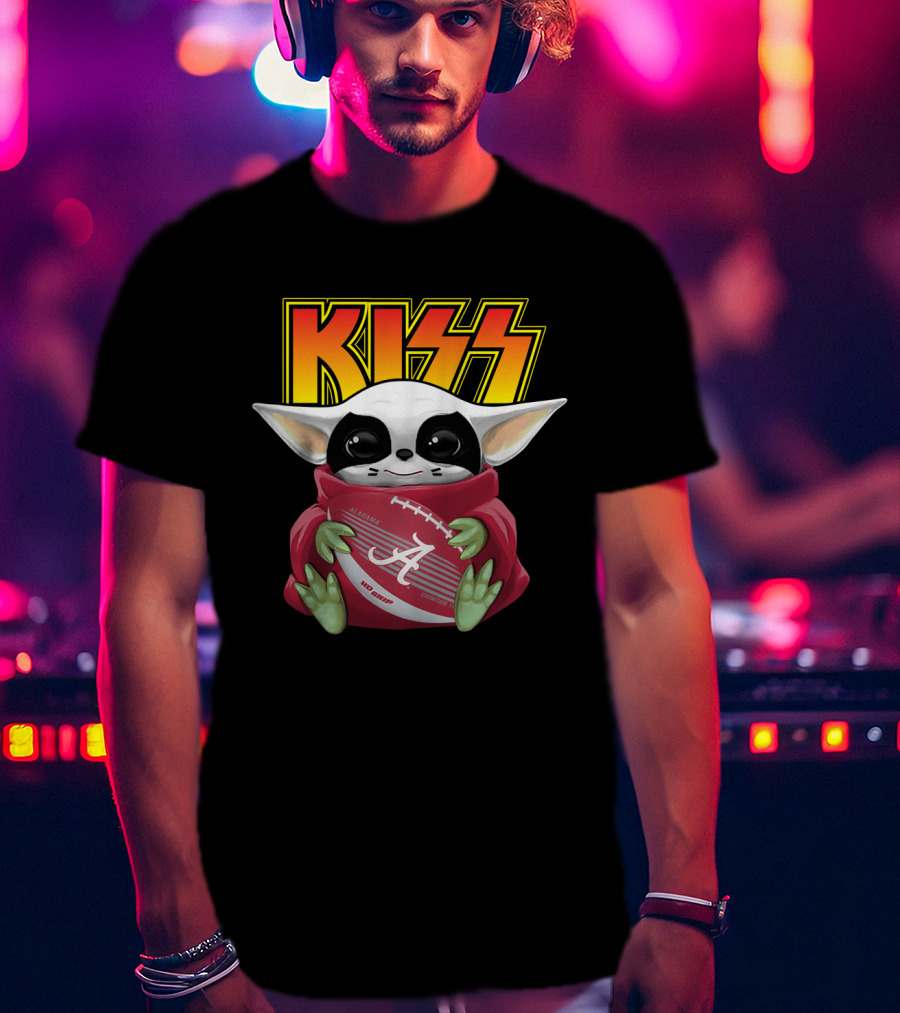 KISS Baby Yoda Alabama Crimson Tide Football T-Shirt