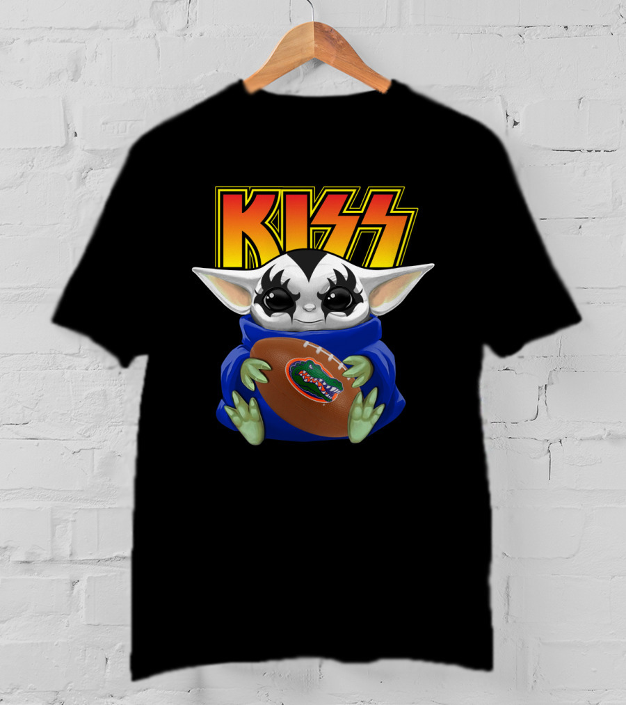 KISS Baby Yoda Holding Florida Gators Football T-Shirt