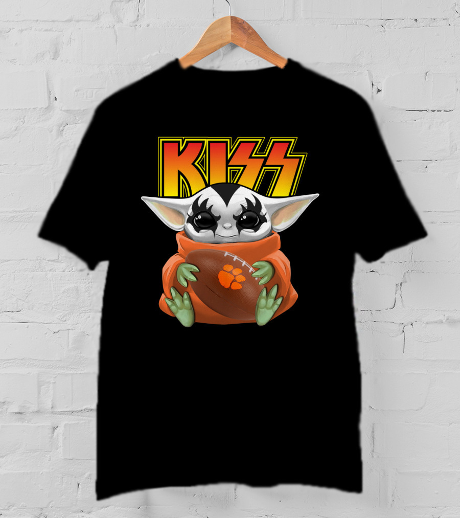 KISS Baby Yoda Gene Simmons Clemson Tigers Football T-Shirt