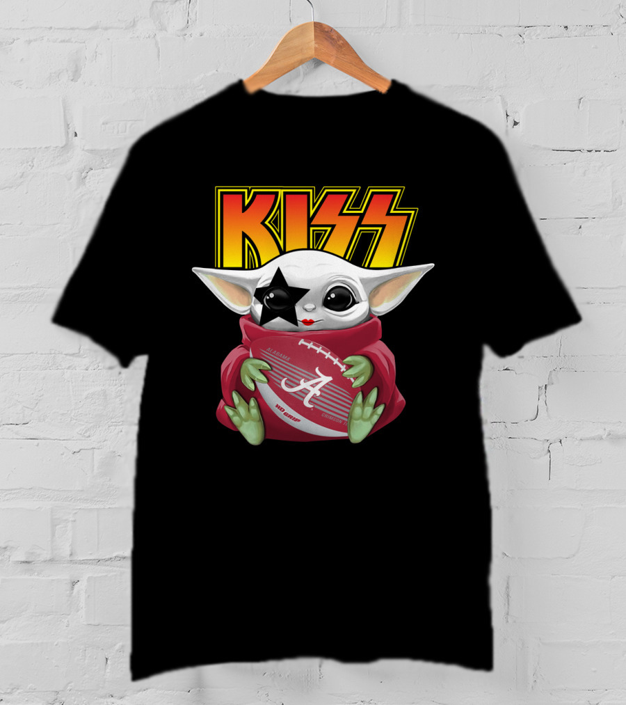 KISS Paul Stanley Baby Yoda Alabama Crimson Tide Football T-Shirt