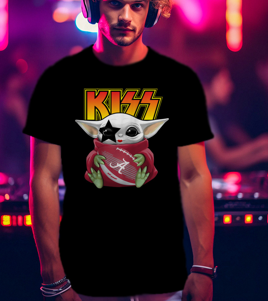 KISS Paul Stanley Baby Yoda Alabama Crimson Tide Football T-Shirt