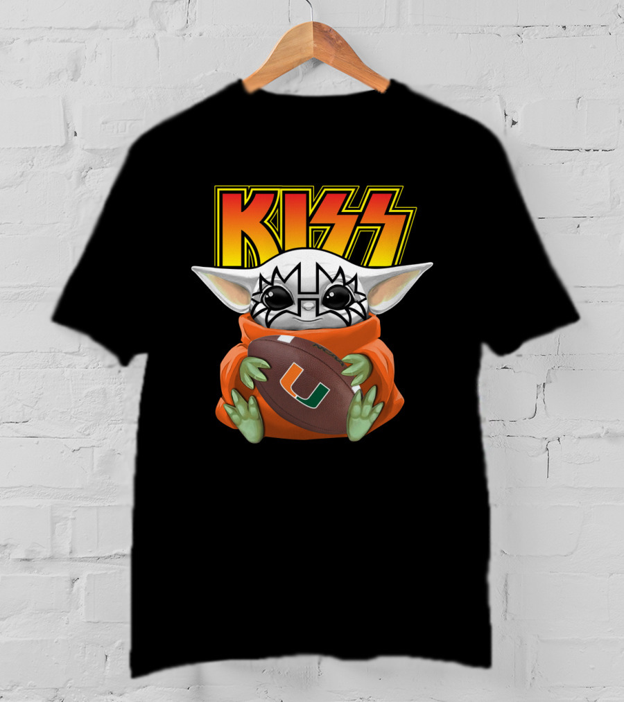 KISS Miami Hurricanes Tommy Thayer Football Baby Yoda T-Shirt