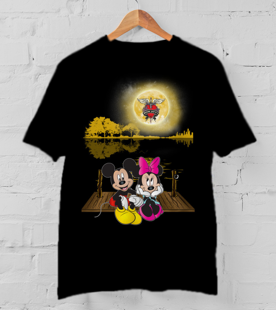 Mickey Minnie Romantic Moonlit Bon Jovi Dock Scene T-Shirt