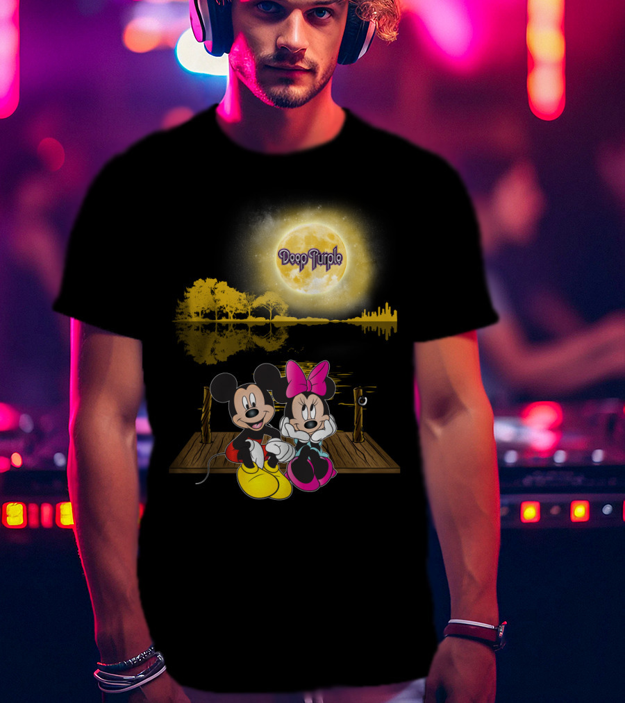 Deep Purple Moonlight Mickey And Minnie Reflection T-Shirt