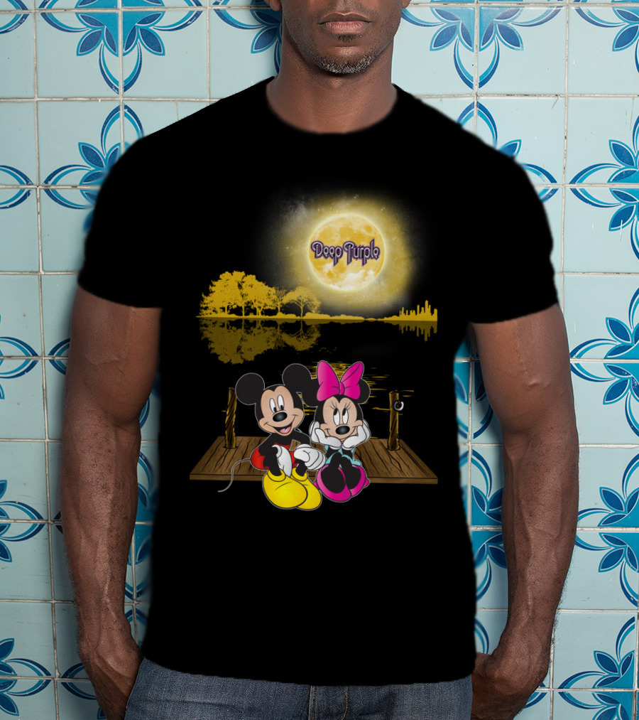 Deep Purple Moonlight Mickey And Minnie Reflection T-Shirt