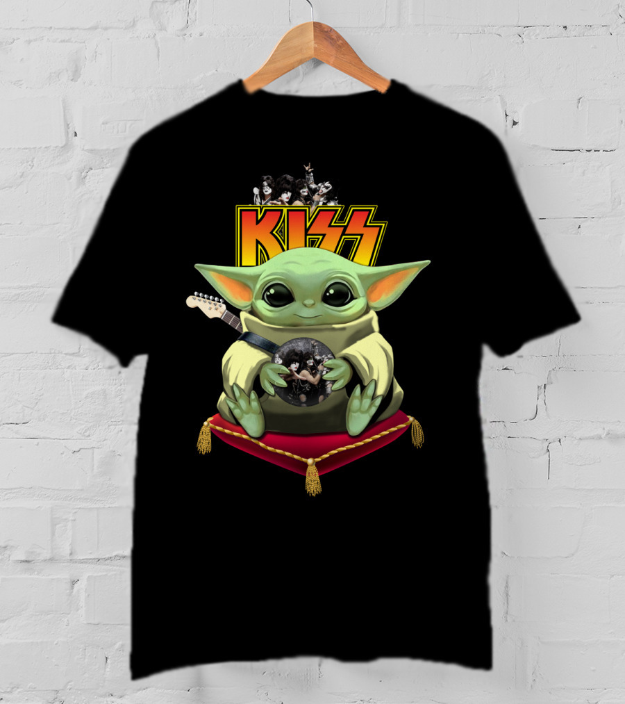Kiss DH 35 Baby Yoda With Guitar And Band Members T-Shirt