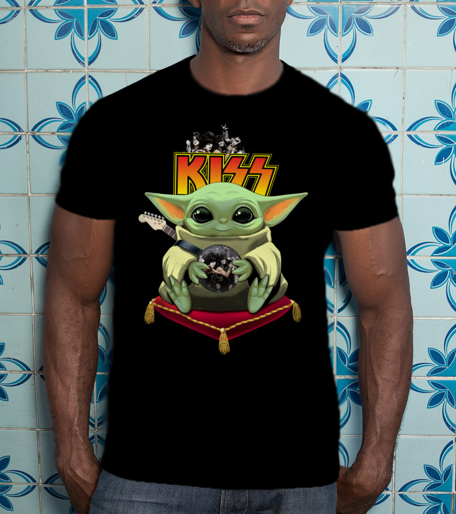 Kiss DH 35 Baby Yoda With Guitar And Band Members T-Shirt