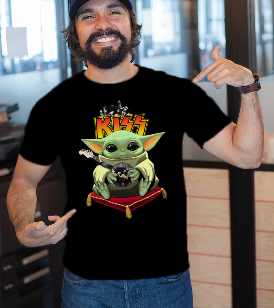 Kiss DH 35 Baby Yoda With Guitar And Band Members T-Shirt