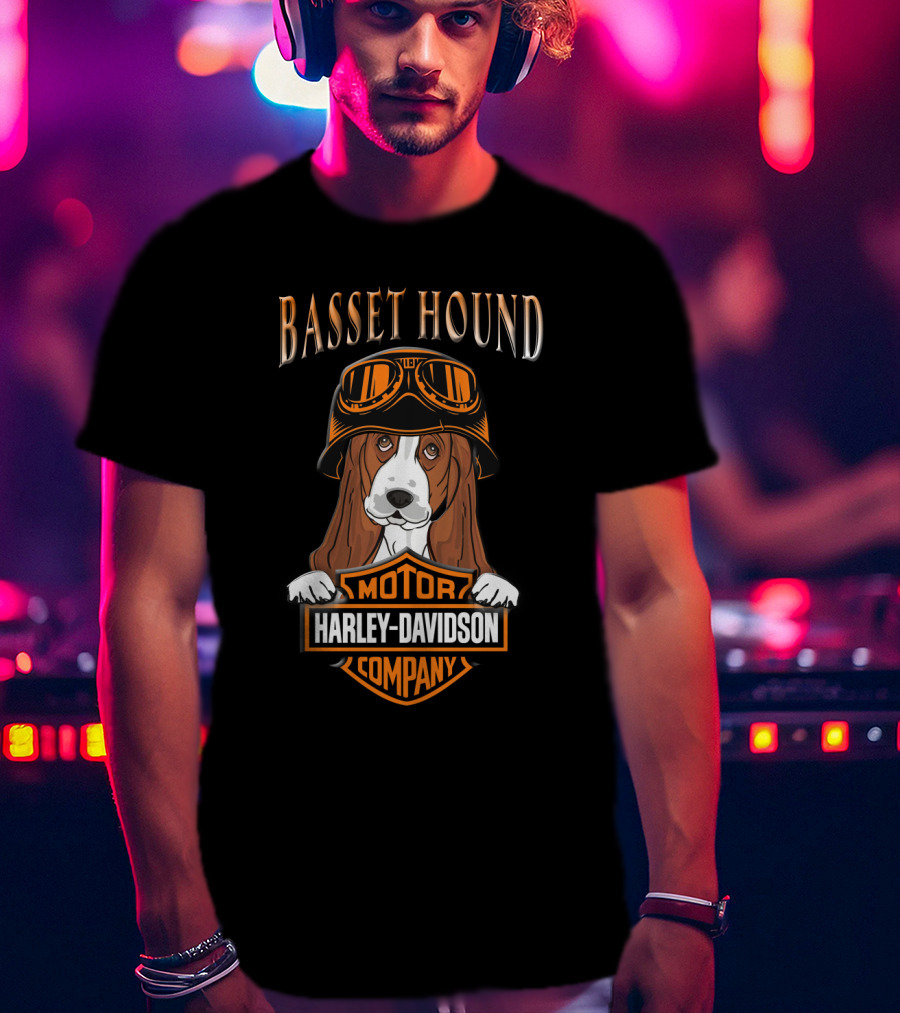 Basset Hound Harley Davidson Motor Company T-Shirt
