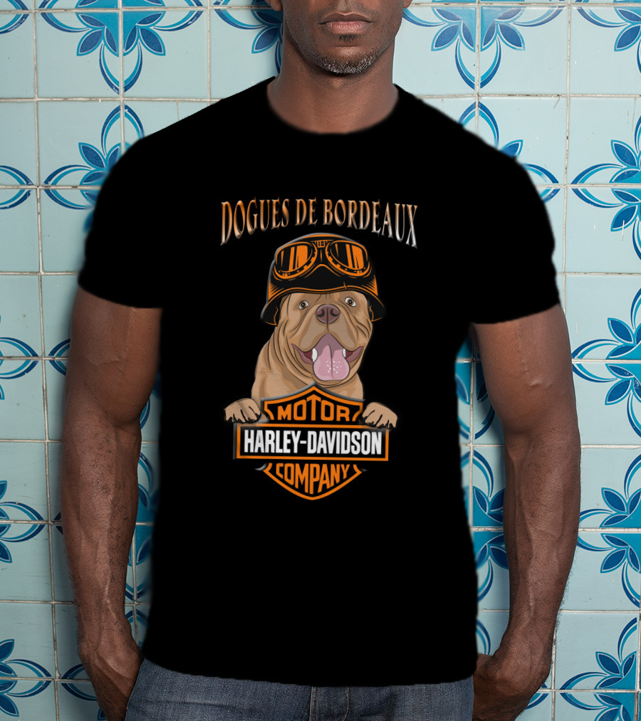Dogue De Bordeaux Harley Davidson Motorcycle Goggles T-Shirt