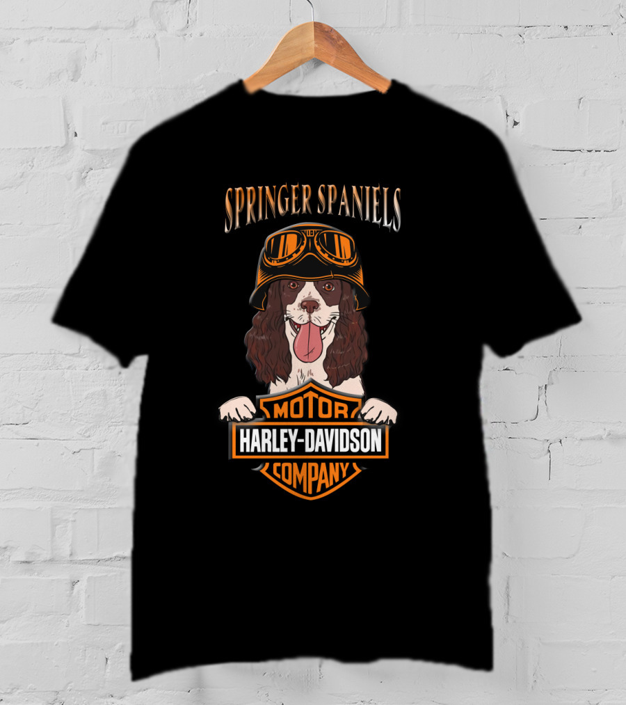 Springer Spaniels Harley Davidson Motorcycle Company T-Shirt