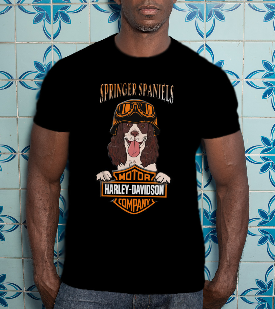 Springer Spaniels Harley Davidson Motorcycle Company T-Shirt