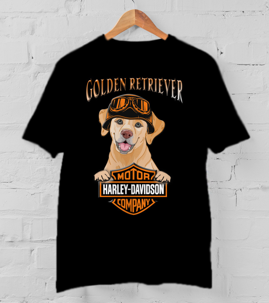 Golden Retriever Harley Davidson Motor Company T-Shirt