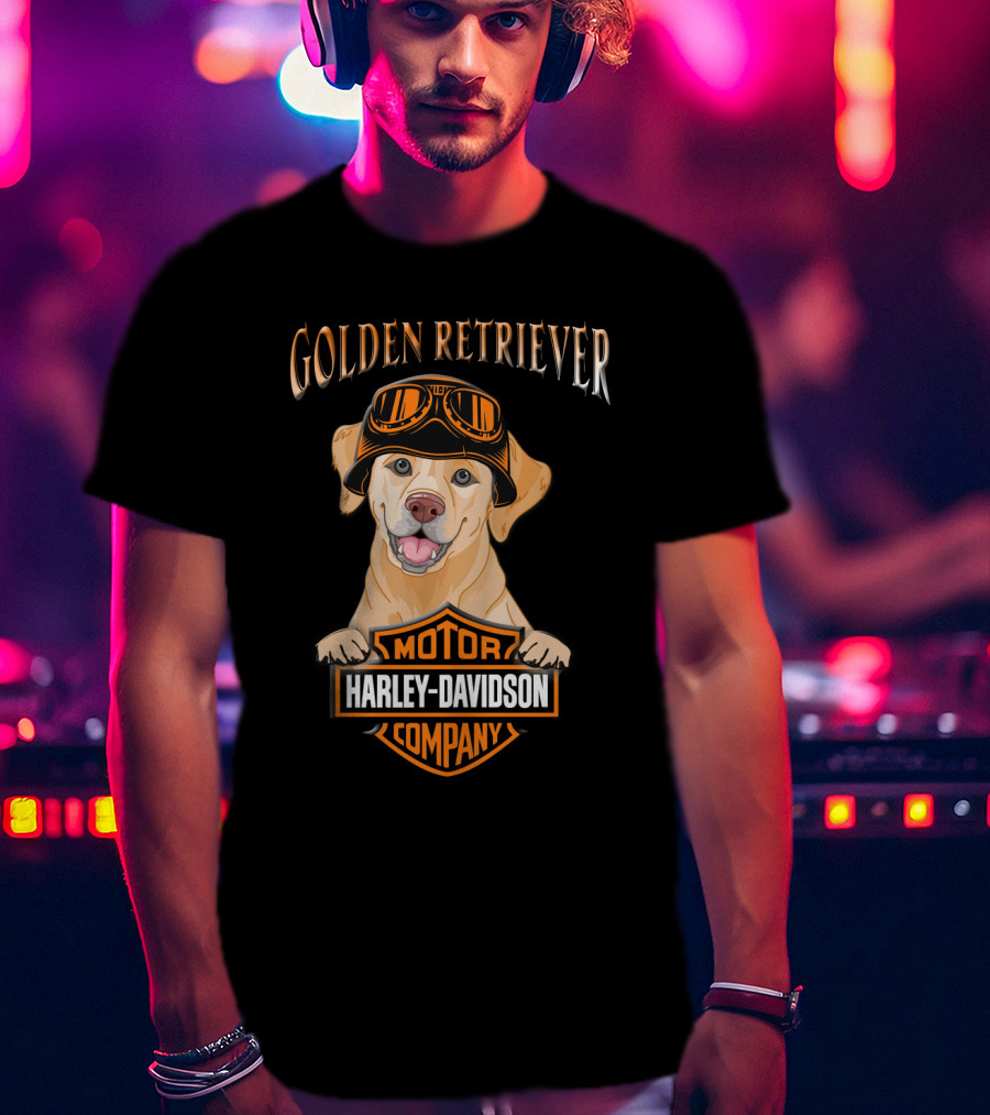 Golden Retriever Harley Davidson Motor Company T-Shirt