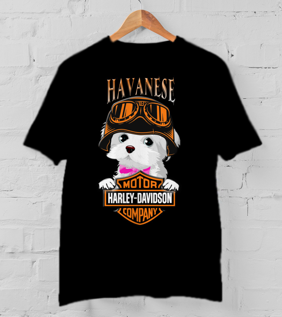 Havanese Harley Davidson Motor Company Dog With Goggles T-Shirt