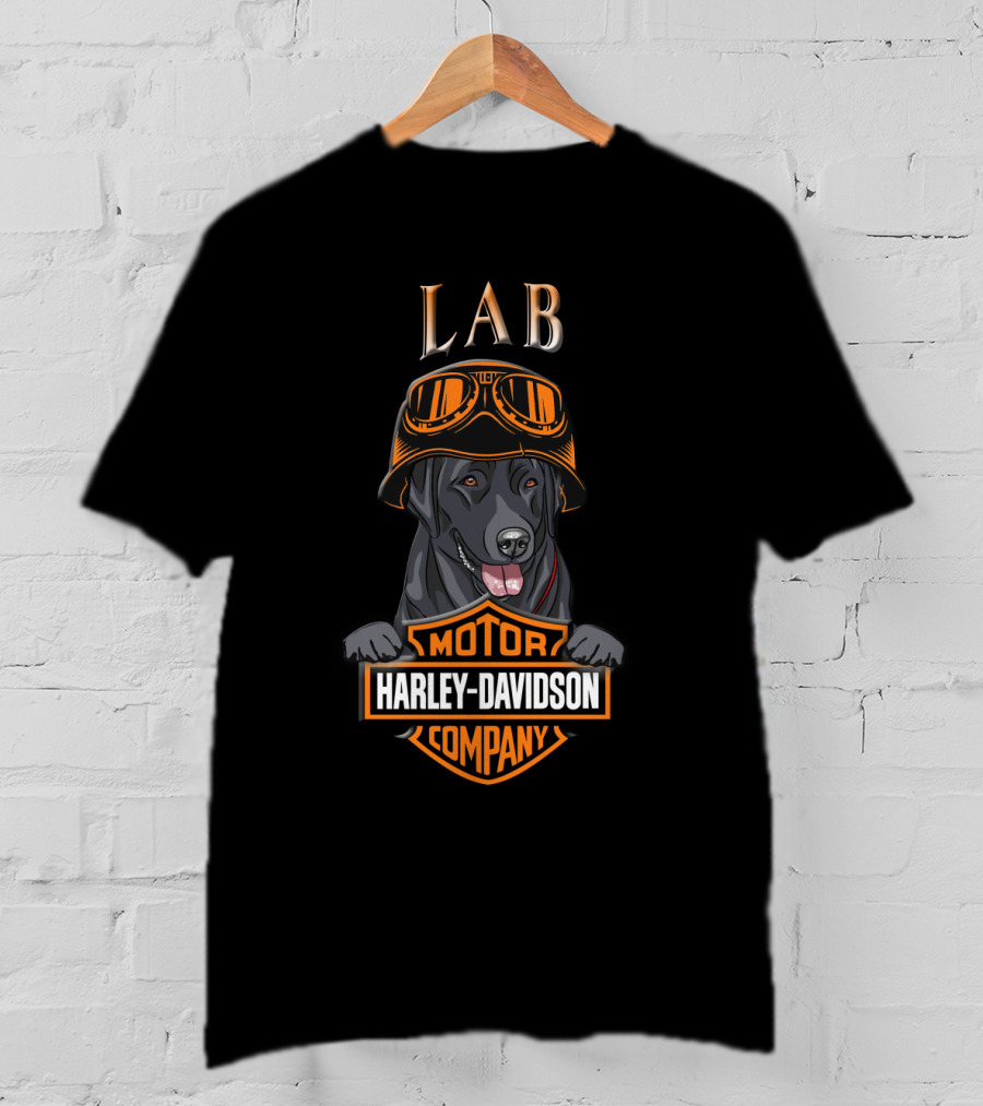Lab Harley Davidson Company Motor Lab Dog With Goggles T-Shirt