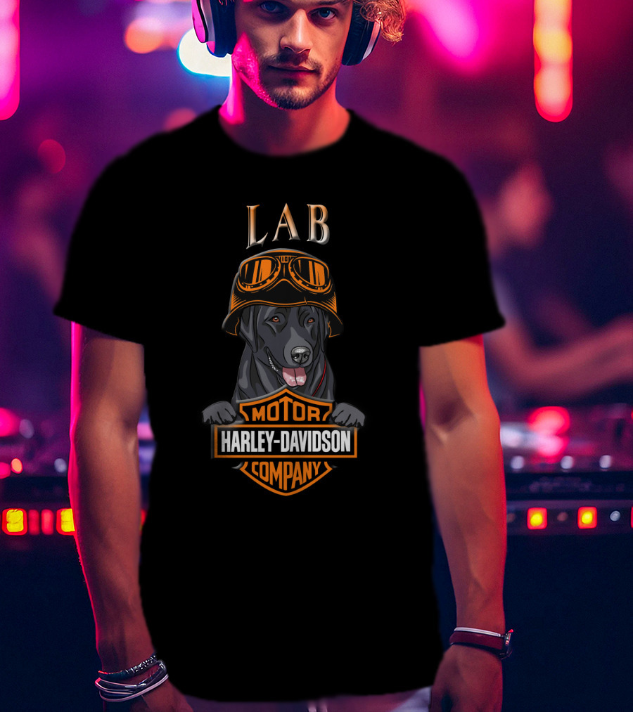 Lab Harley Davidson Company Motor Lab Dog With Goggles T-Shirt