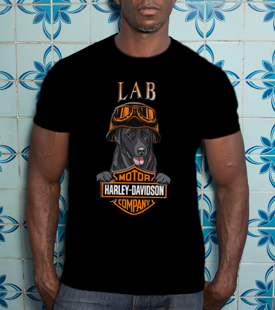 Lab Harley Davidson Company Motor Lab Dog With Goggles T-Shirt