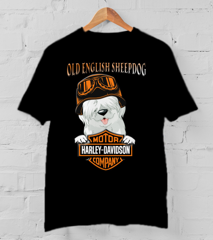 Old English Sheepdog Harley Davidson Motorcycle Company T-Shirt