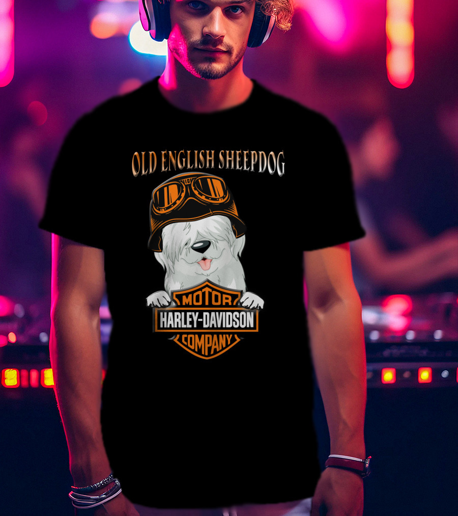 Old English Sheepdog Harley Davidson Motorcycle Company T-Shirt