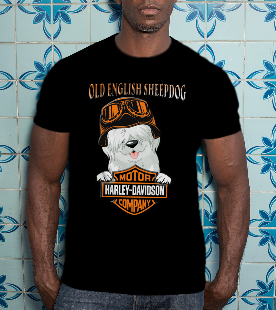 Old English Sheepdog Harley Davidson Motorcycle Company T-Shirt