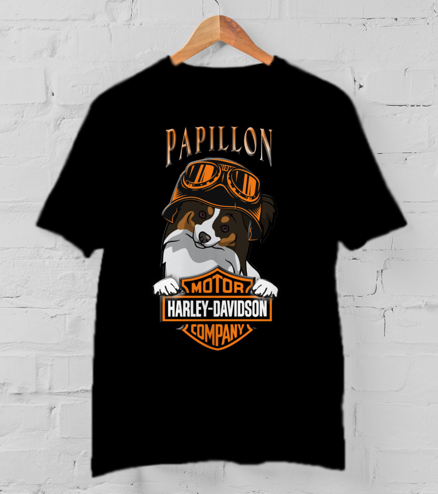 Papillon Harley Davidson Motor Company Dog Goggles T-Shirt