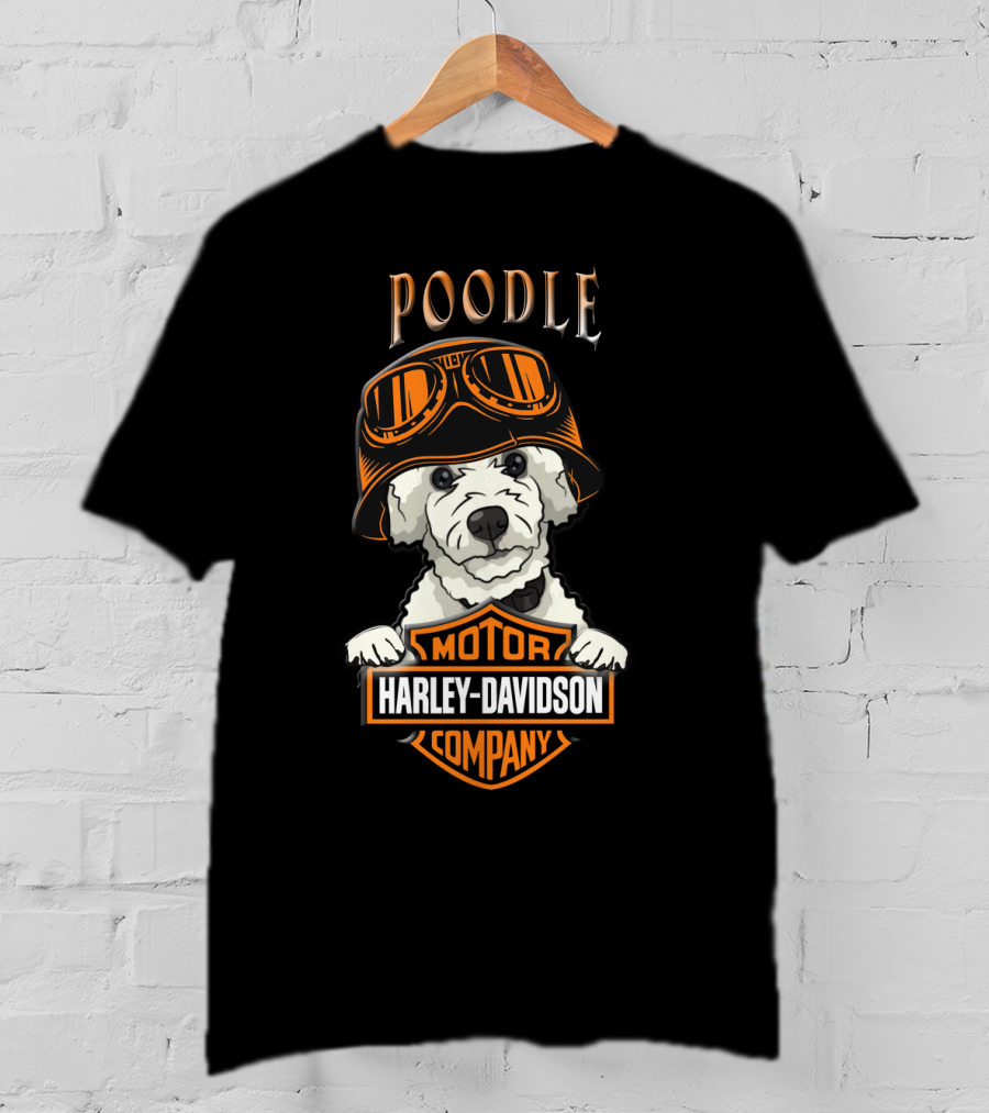 Poodle Harley Davidson Motorcycle Company Dog Helmet T-Shirt