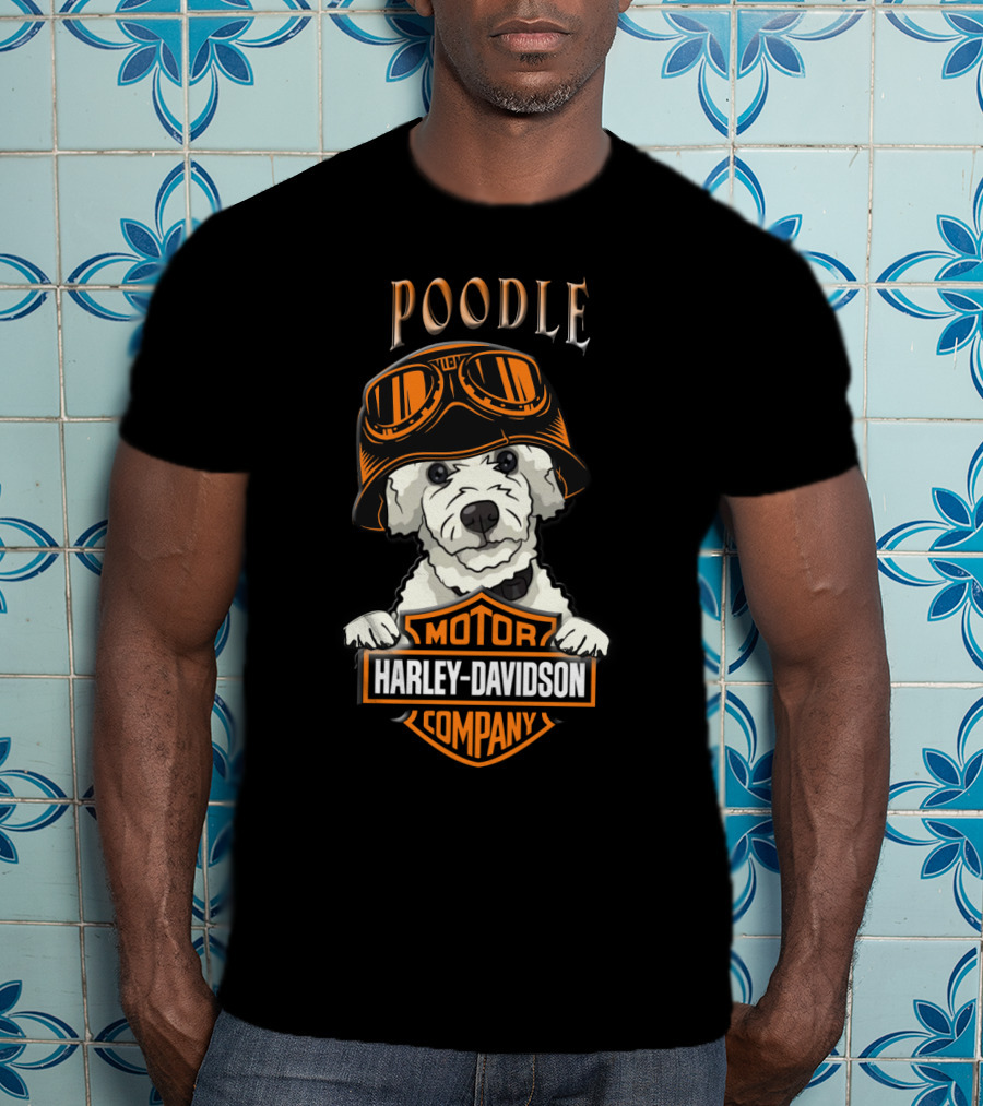 Poodle Harley Davidson Motorcycle Company Dog Helmet T-Shirt