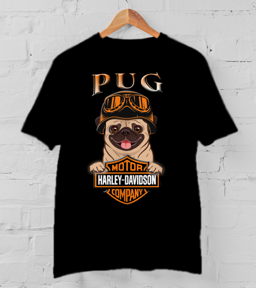 Pug Harley Davidson Motor Company Motorcycle Goggles T-Shirt