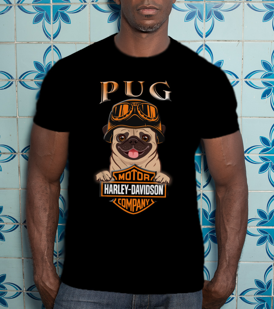Pug Harley Davidson Motor Company Motorcycle Goggles T-Shirt