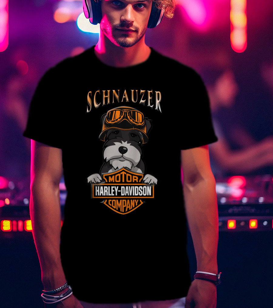Schnauzer Harley Davidson Motor Company Goggles T-Shirt
