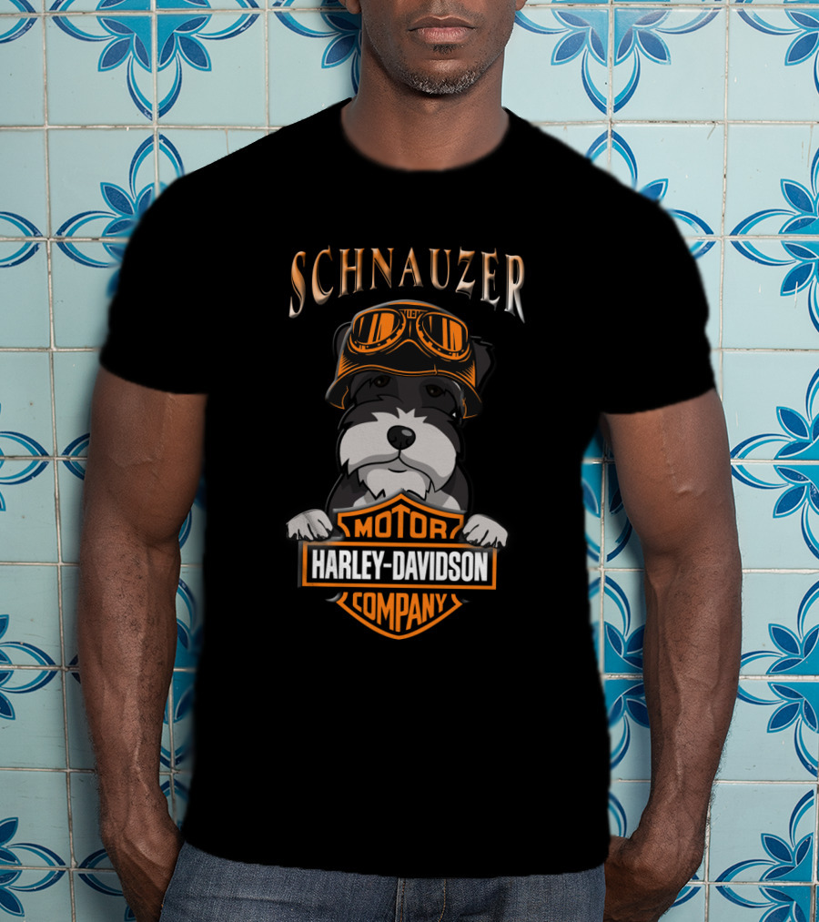 Schnauzer Harley Davidson Motor Company Goggles T-Shirt