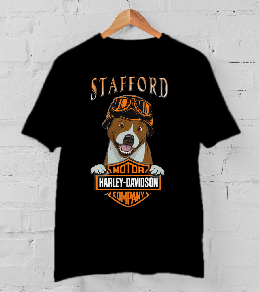 Stafford Harley Davidson Motor Company Staffordshire Bull Terrier T-Shirt