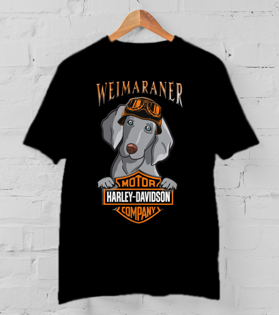 Weimaraner Harley Davidson Motor Company Logo With Goggles Dog T-Shirt
