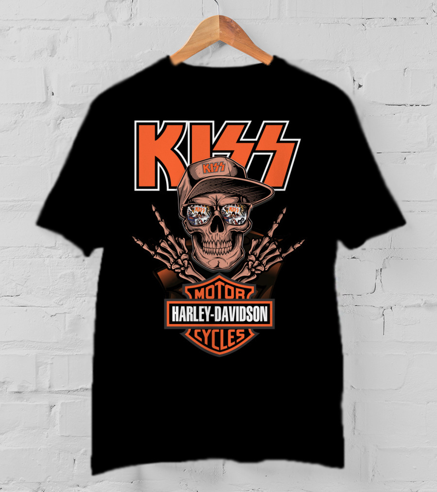 Kiss Harley Davidson Motor Cycles Skull Logo T-Shirt