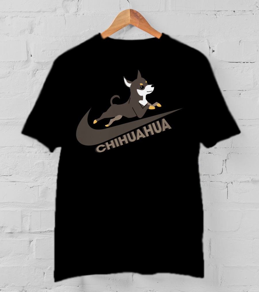 Chihuahua Jumping On Swoosh Logo Dh 36 Nike Style T-Shirt
