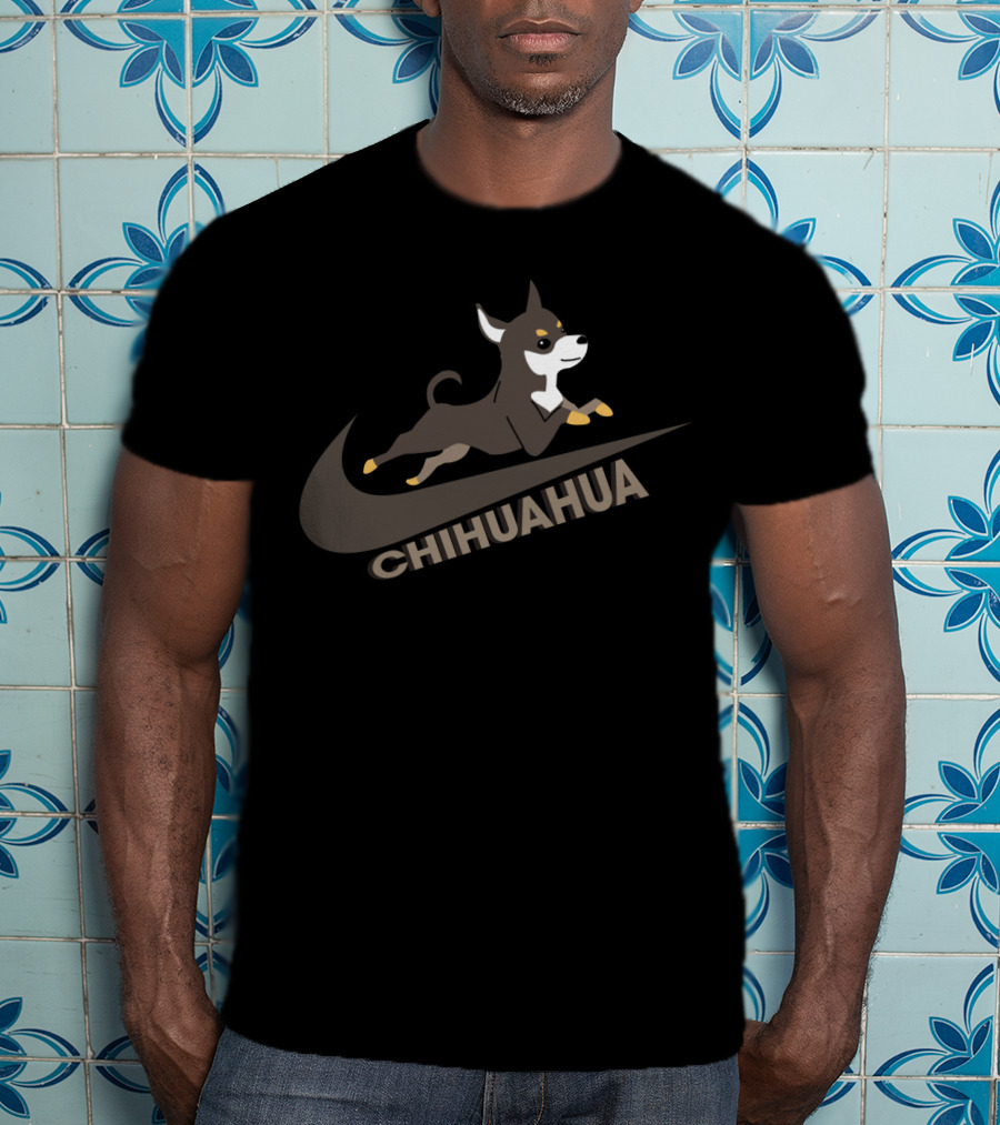 Chihuahua Jumping On Swoosh Logo Dh 36 Nike Style T-Shirt