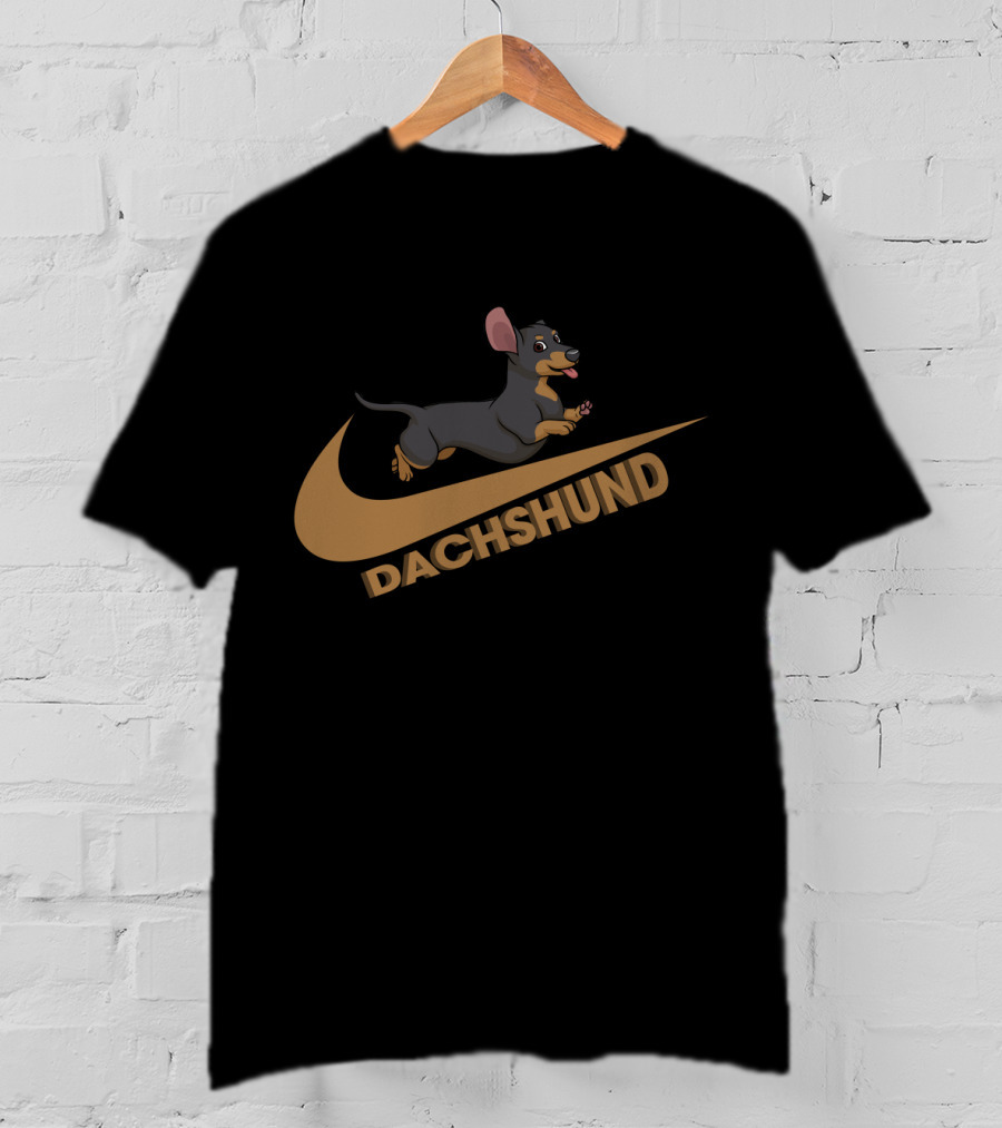 Dachshund Nike Jumping Dog Swoosh T-Shirt