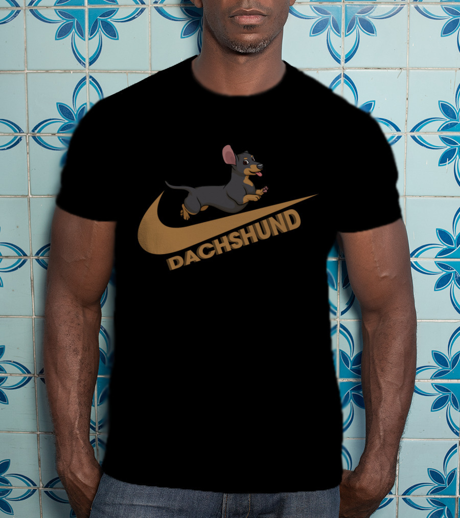 Dachshund Nike Jumping Dog Swoosh T-Shirt