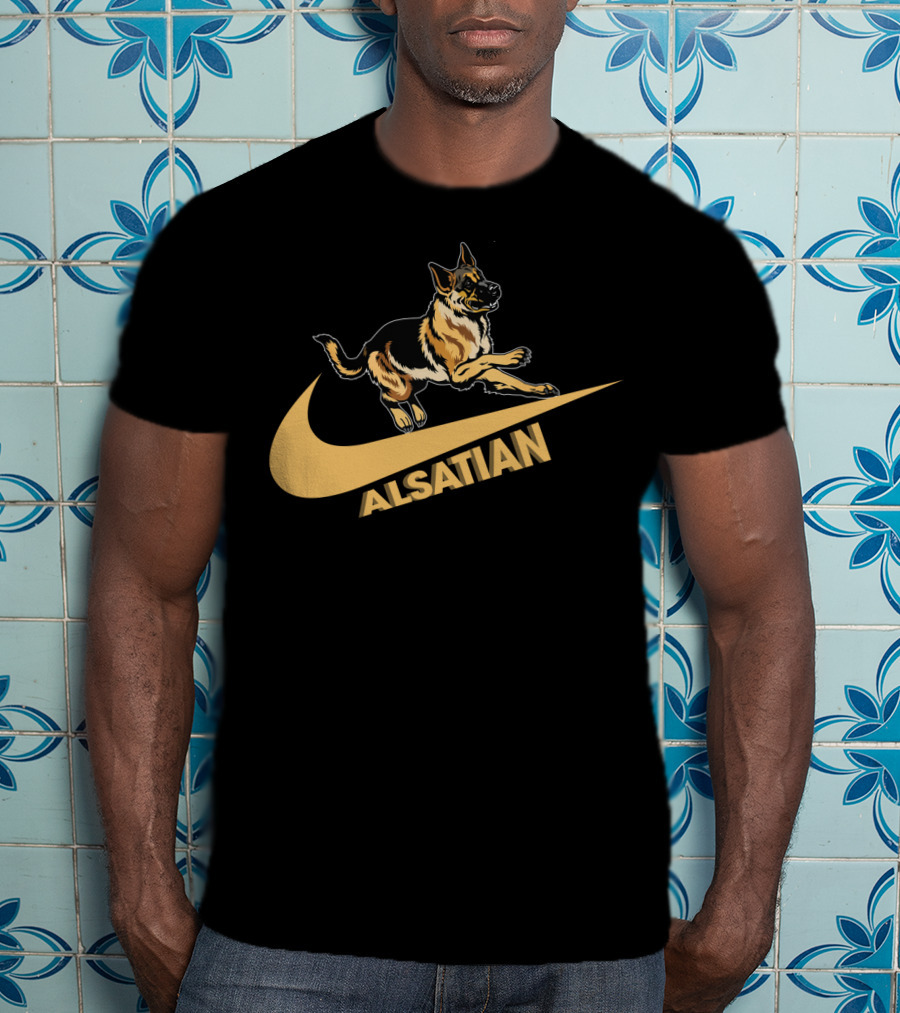 Alsatian German Shepherd Nike Style T-Shirt