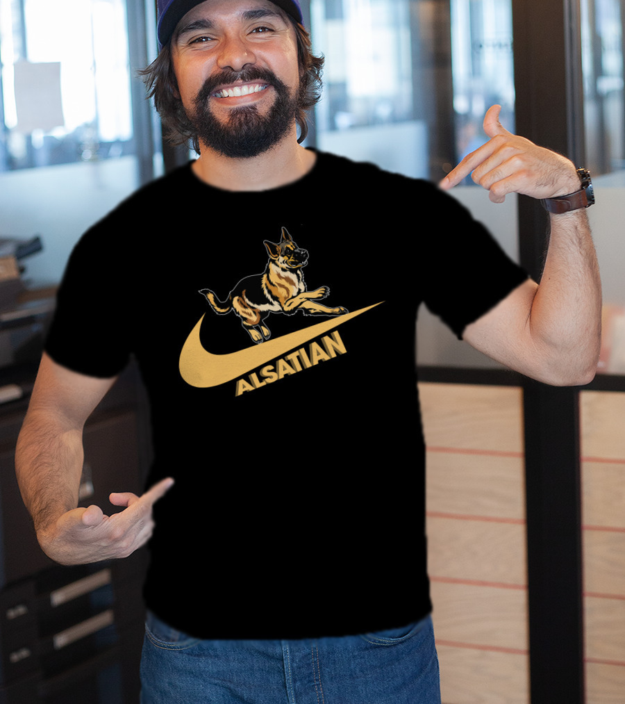 Alsatian German Shepherd Nike Style T-Shirt