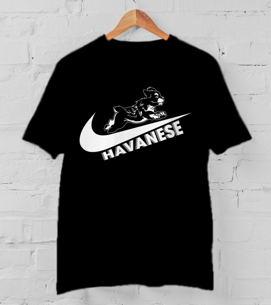 Havanese Nike Dog Jumping Swoosh T-Shirt
