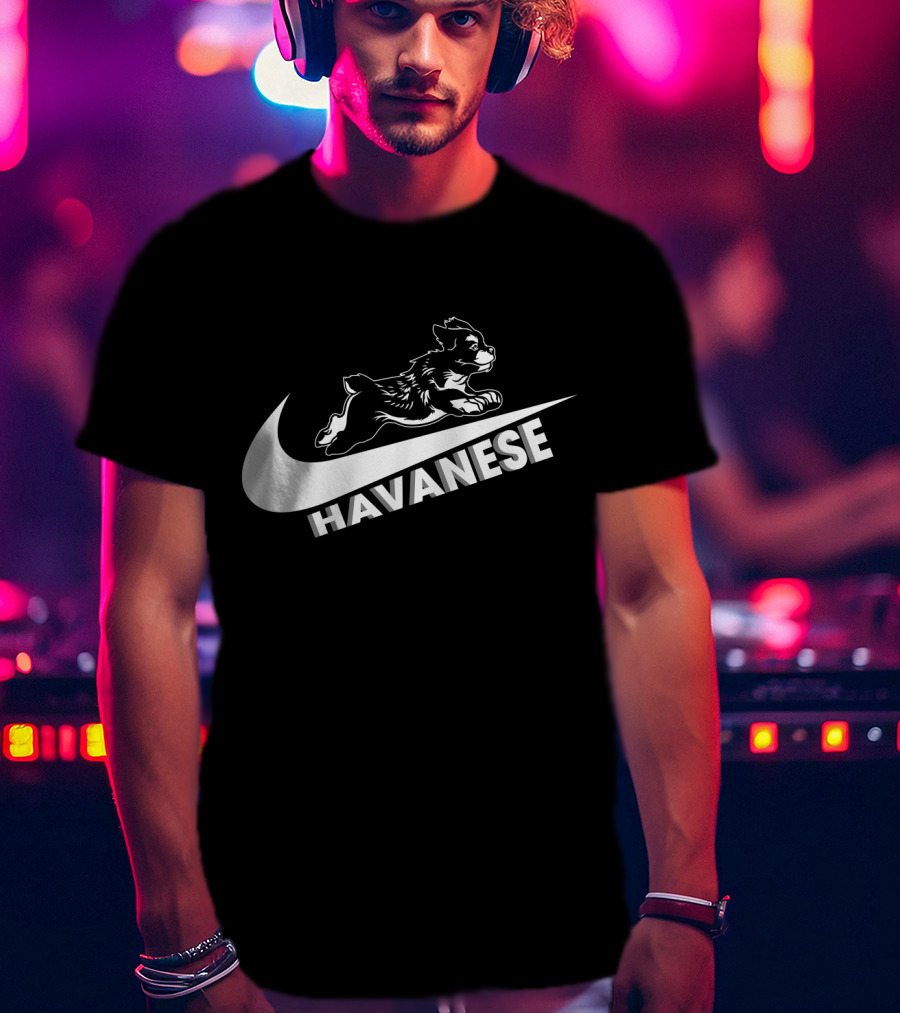 Havanese Nike Dog Jumping Swoosh T-Shirt