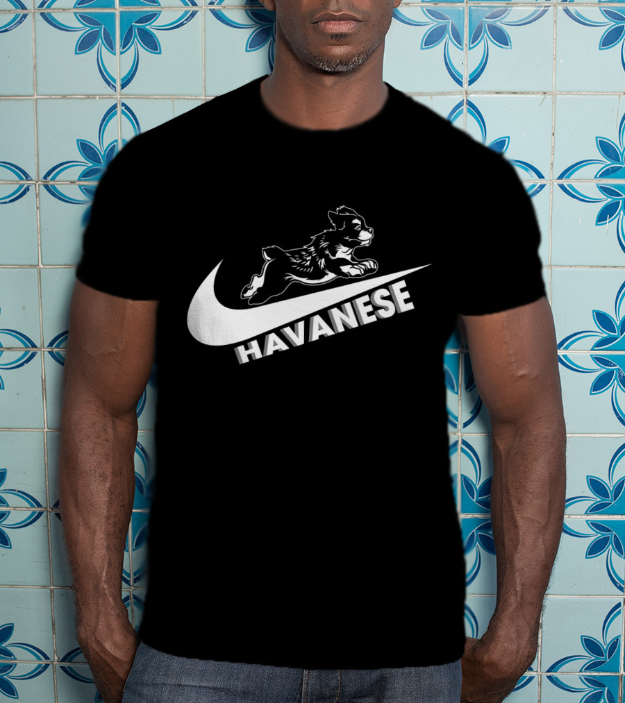 Havanese Nike Dog Jumping Swoosh T-Shirt