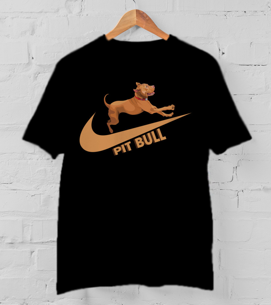 Pit Bull Nike Swoosh Dog Jumping T-Shirt